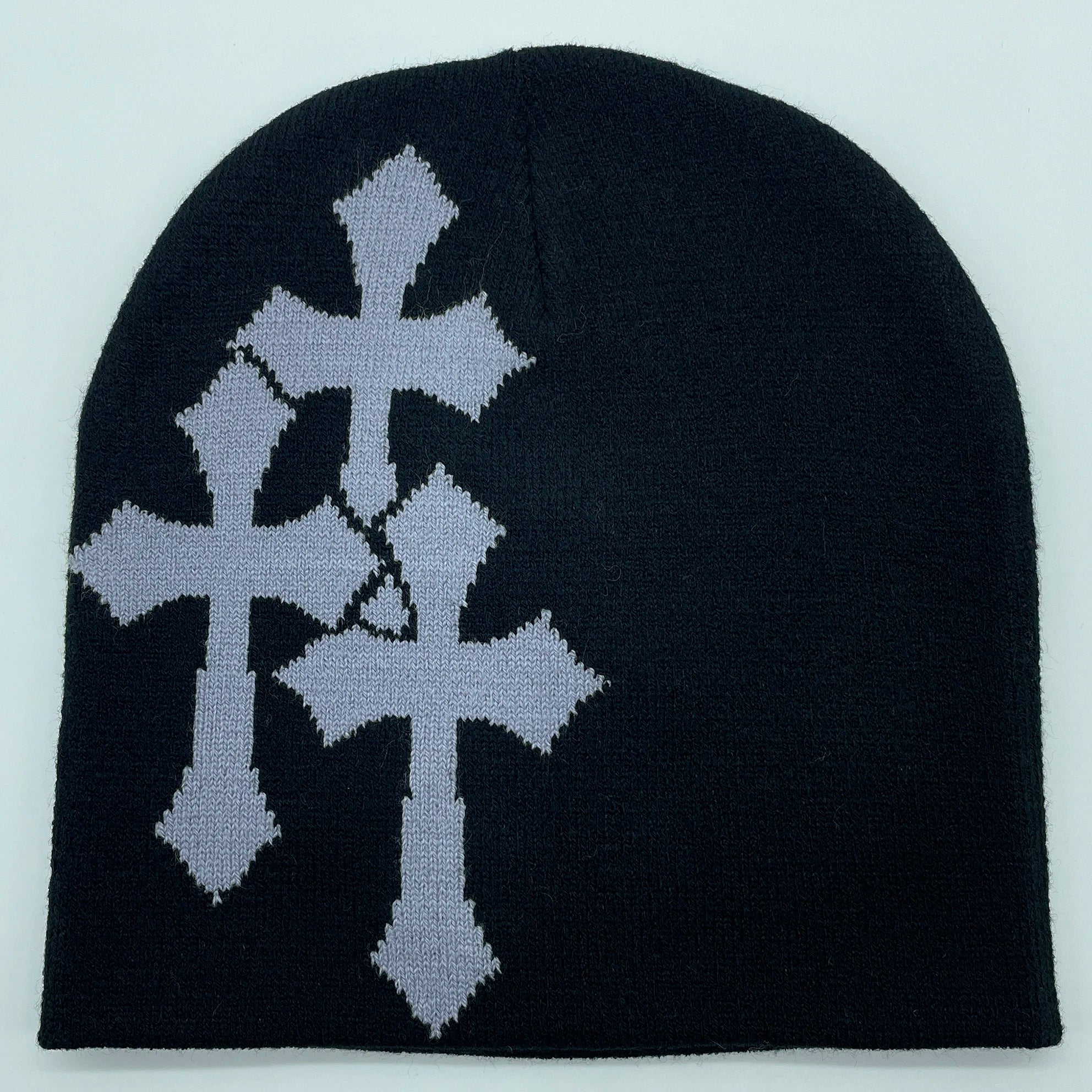 Y2K CRUCIFIX JACQUARD BEANIE