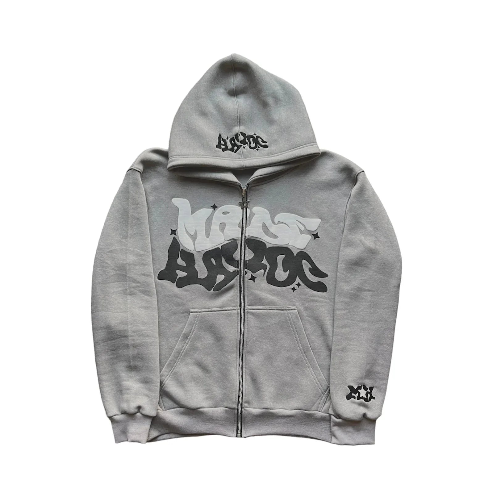 UNISEX RETRO PRINT ZIP-UP HOODIE