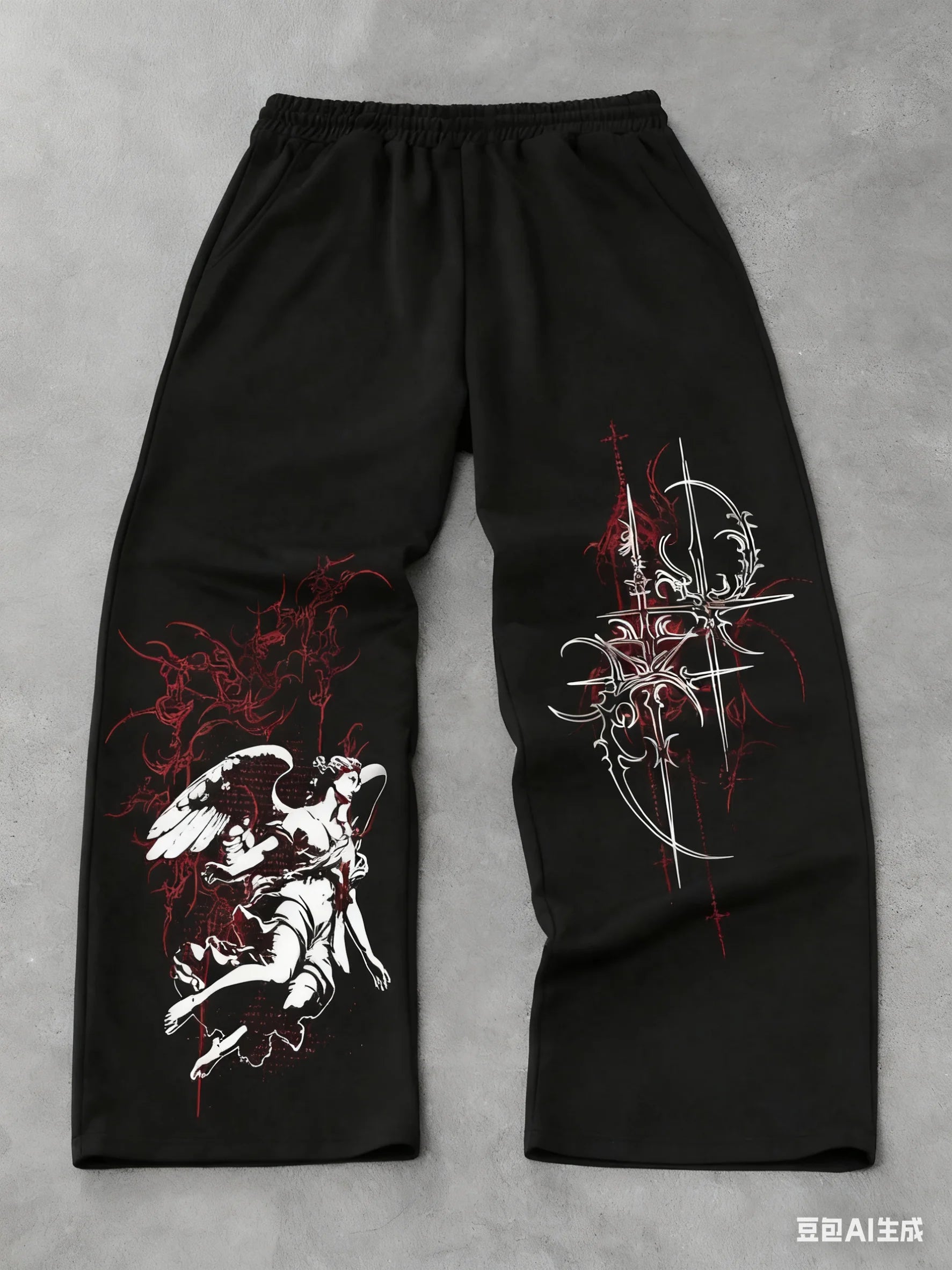 DARK GOTHIC ANGEL PRINT TROUSERS