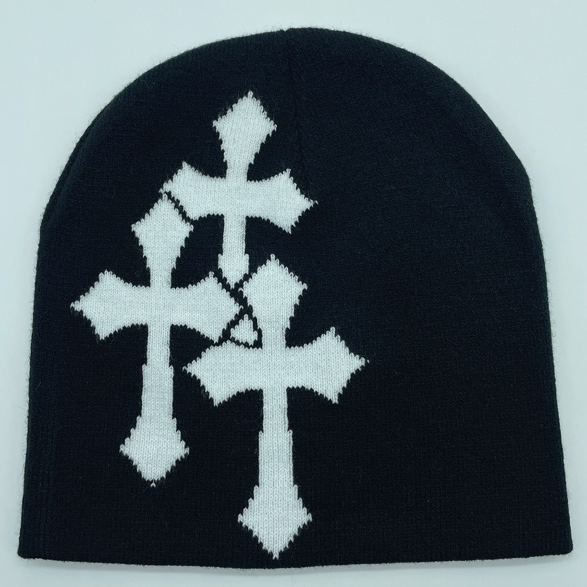 Y2K CRUCIFIX JACQUARD BEANIE