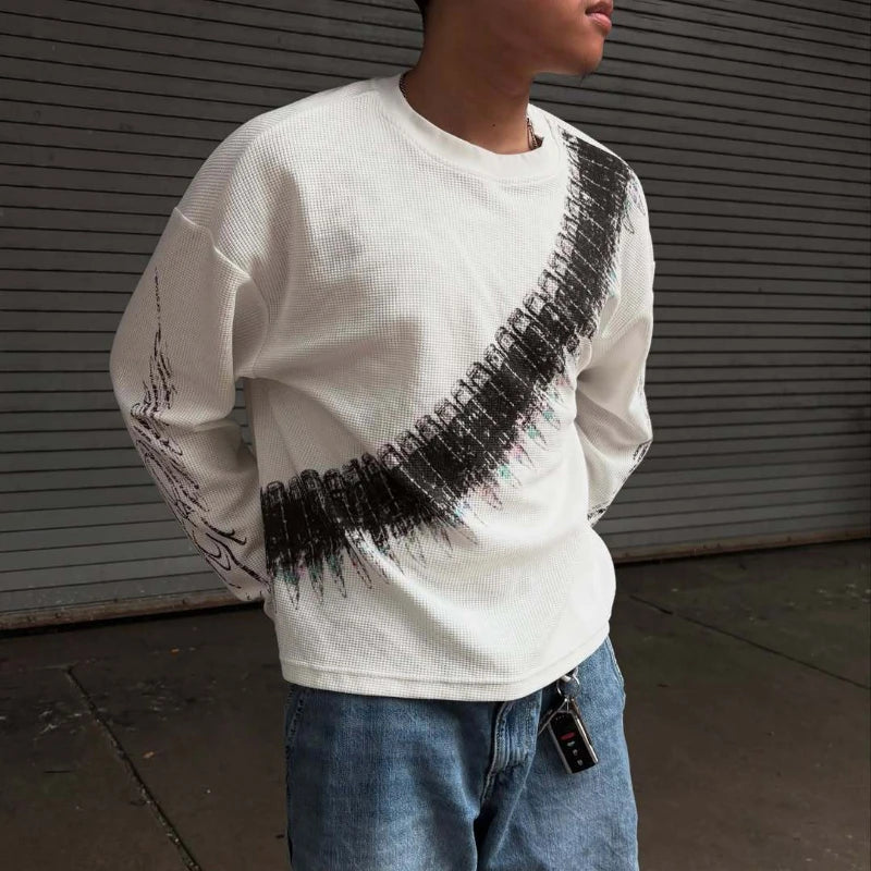 Y2K Bullet Letter Print Long Sleeve T-Shirt – Unisex Streetwear