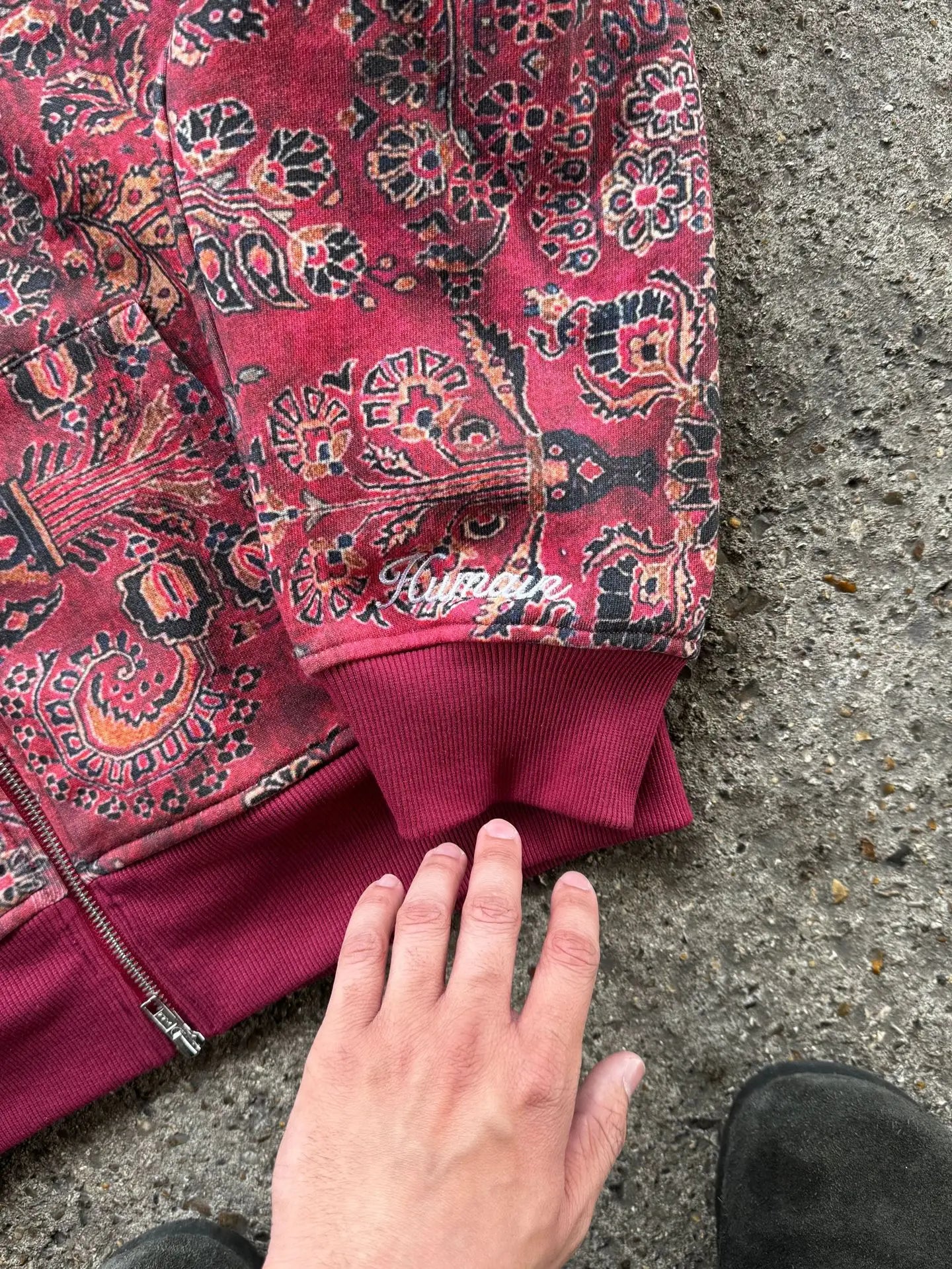 Y2K Floral Zip-Up Hoodie Unisex Loose Streetwear