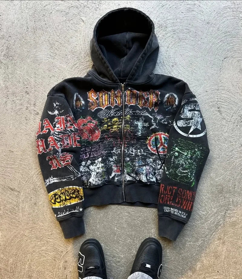 DARK VINTAGE MULTI-GRAPHIC HOODIE