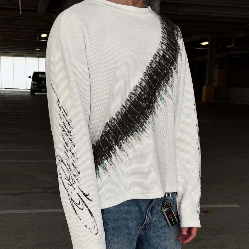 Y2K Bullet Letter Print Long Sleeve T-Shirt – Unisex Streetwear