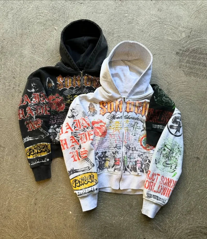 DARK VINTAGE MULTI-GRAPHIC HOODIE
