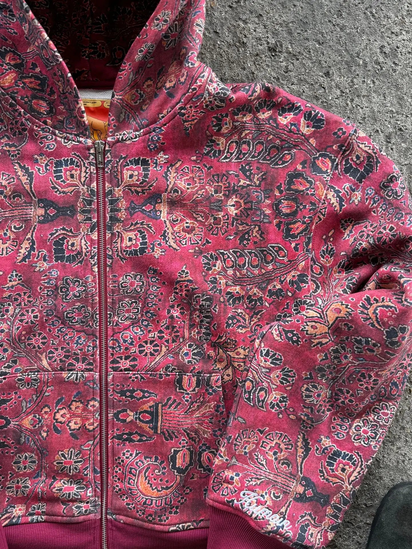 Y2K Floral Zip-Up Hoodie Unisex Loose Streetwear