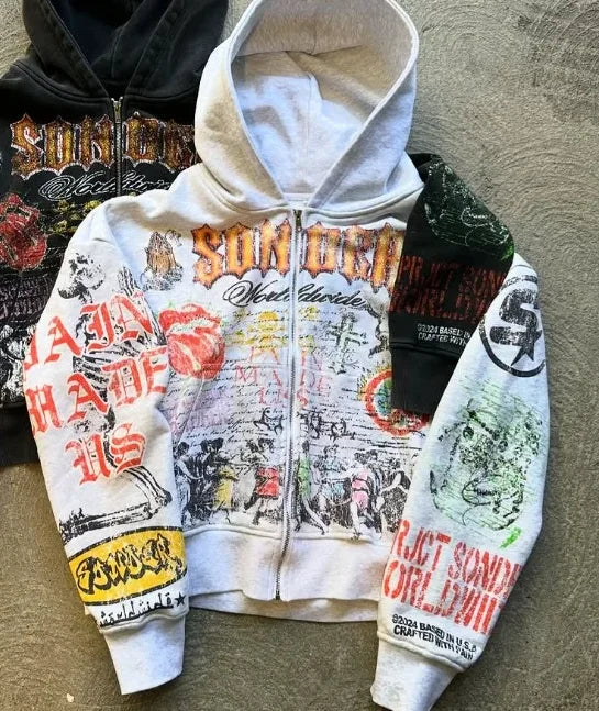 DARK VINTAGE MULTI-GRAPHIC HOODIE