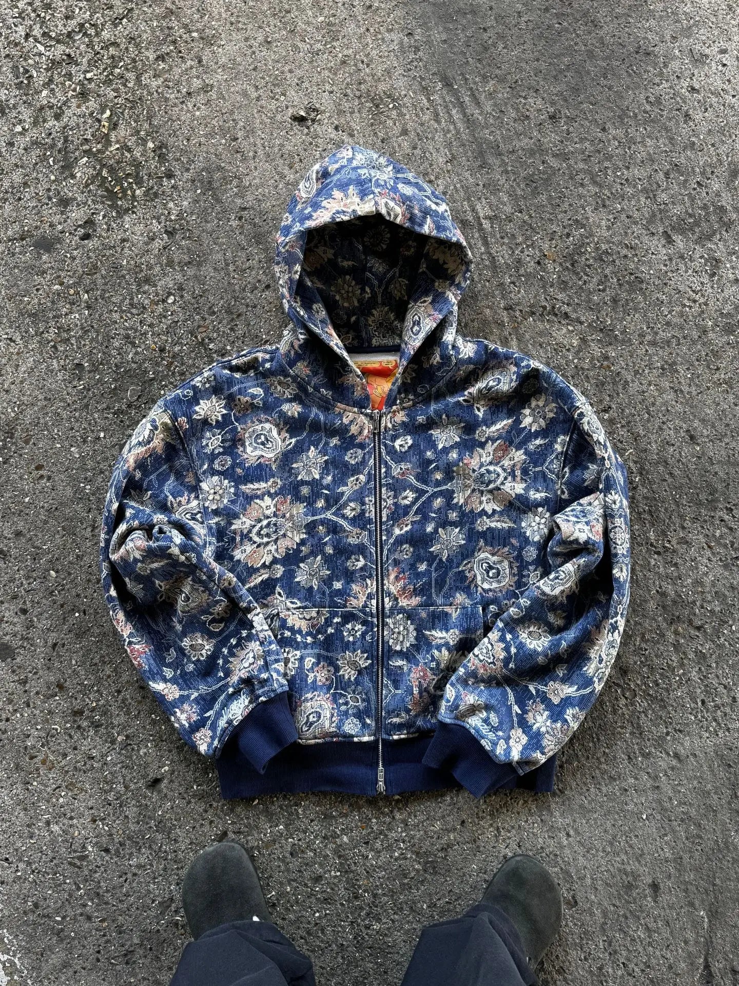 Y2K Floral Zip-Up Hoodie Unisex Loose Streetwear