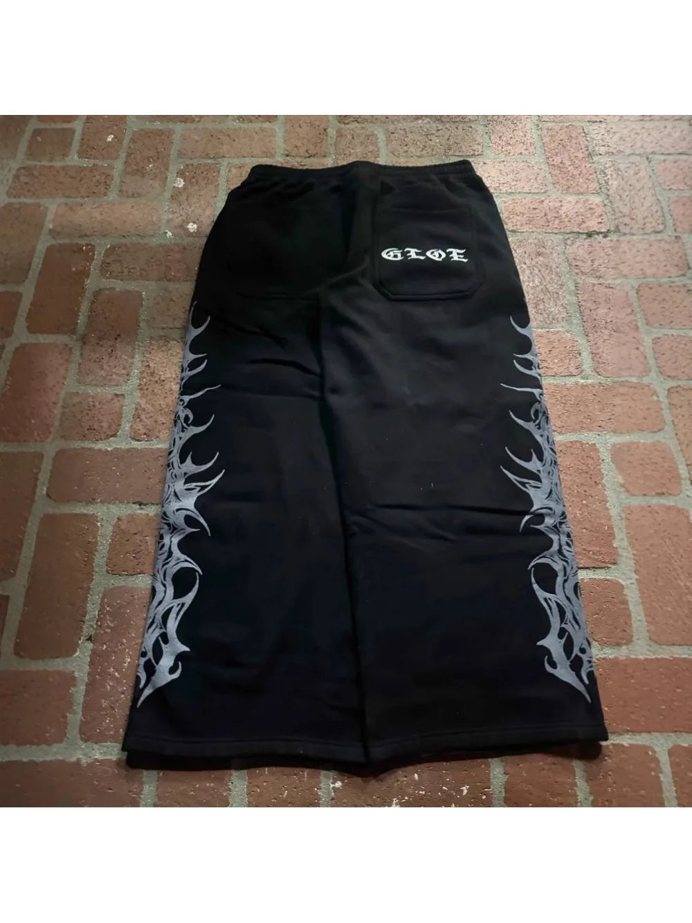 UNISEX GRAY AND CREAM Y2K GRAPHIC JOGGERS