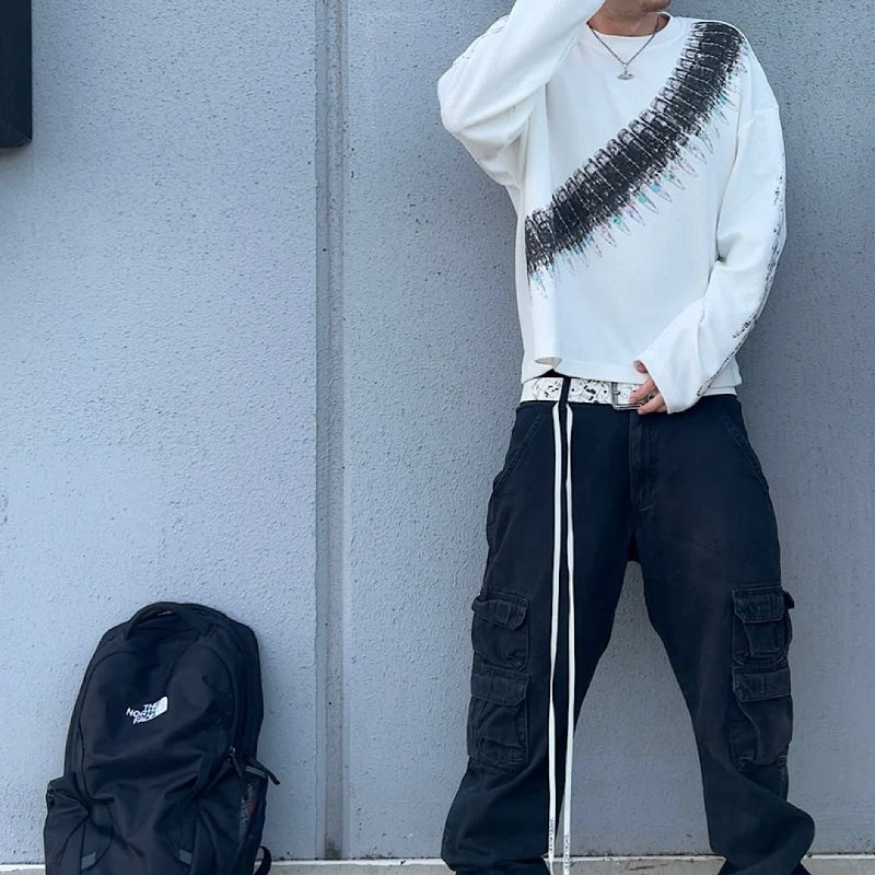 Y2K Bullet Letter Print Long Sleeve T-Shirt – Unisex Streetwear