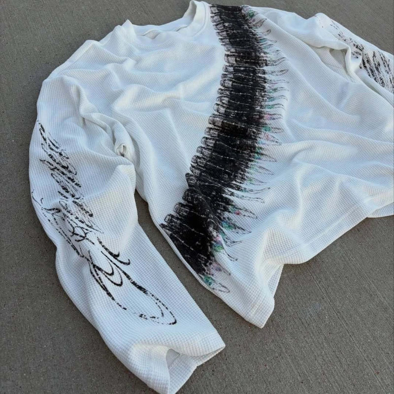 Y2K Bullet Letter Print Long Sleeve T-Shirt – Unisex Streetwear