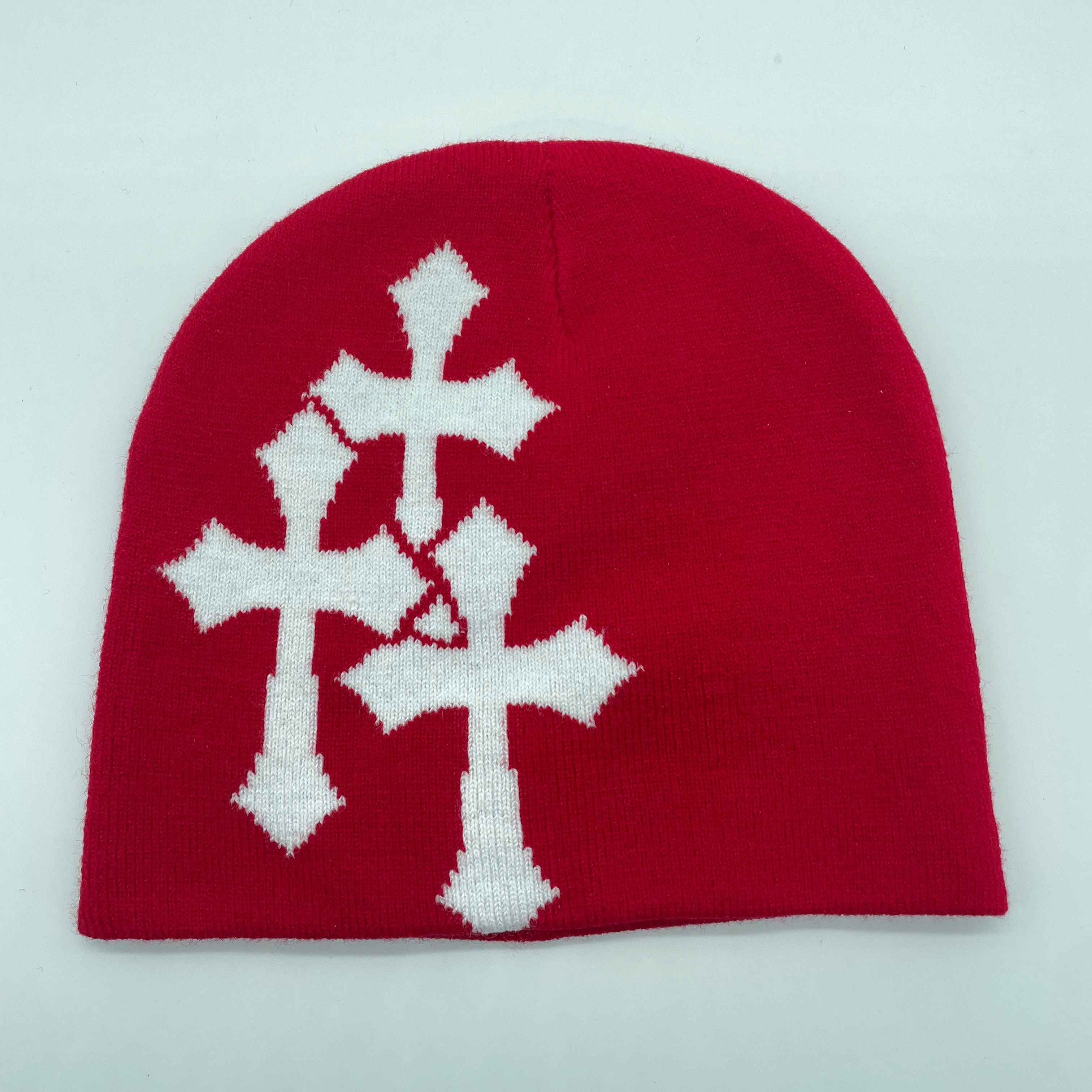 Y2K CRUCIFIX JACQUARD BEANIE