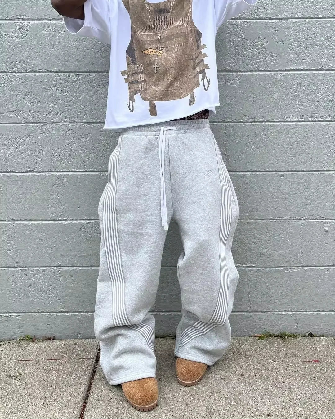 Archive Y2K Gray Tactical Joggers | White