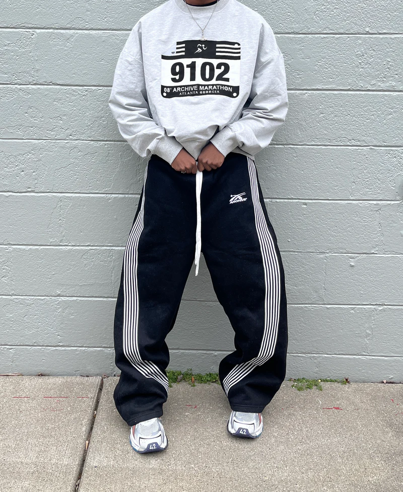 Archive Y2K Gray Tactical Joggers | Black