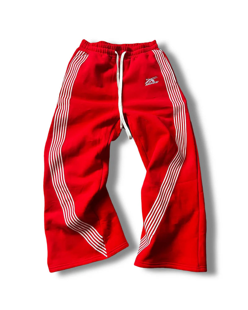 Archive Y2K Gray Tactical Joggers | Red