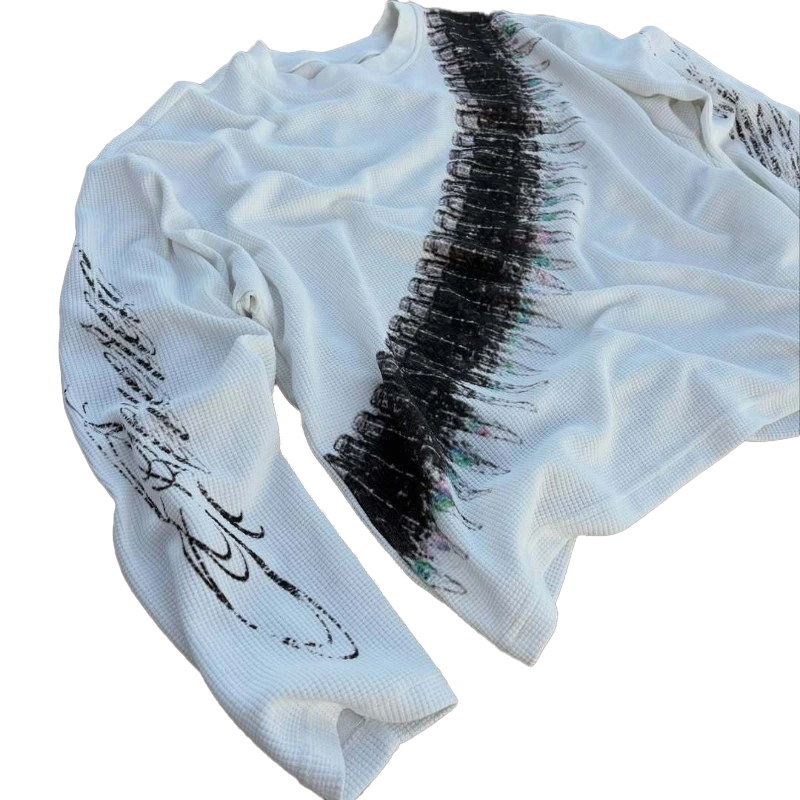 BULLET LETTER PRINT LONG SLEEVE T-SHIRT